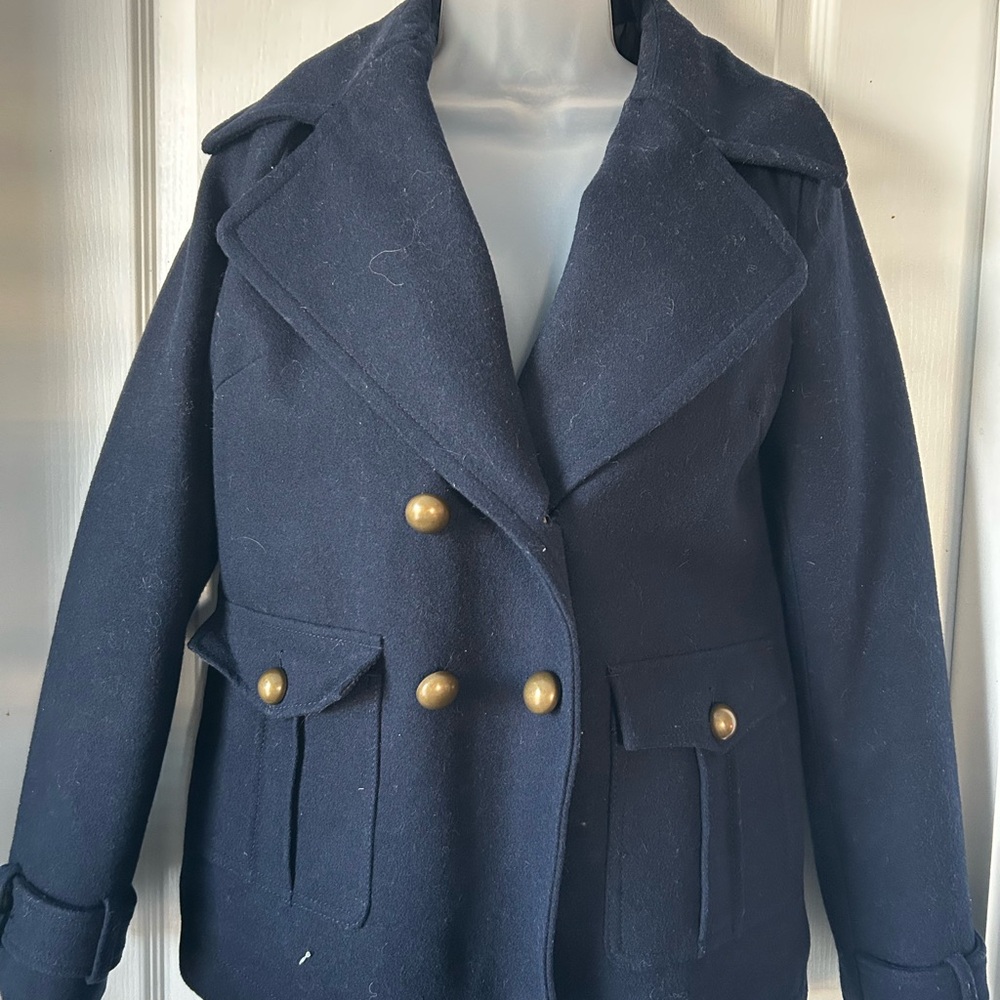 American Eagle Outfitters Dark Blue Peacoat with Gold Buttons